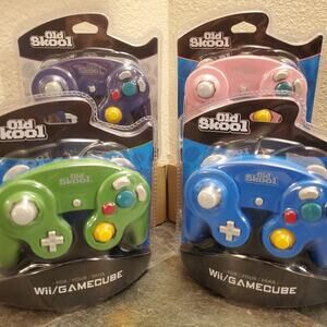 4 Gamecube Controllers - 4 Colors Bundle (NEW) Green Blue Purple Pink - Nintendo